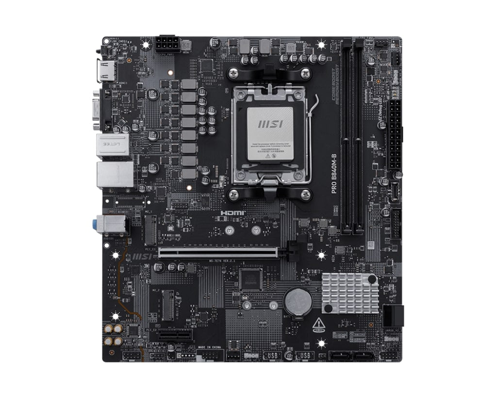 MSI PRO B840M-B AM5 DDR5 8000MHZ(OC) HDMI VGA 2X M.2 USB 5 GBS 2.5G LAN MATX