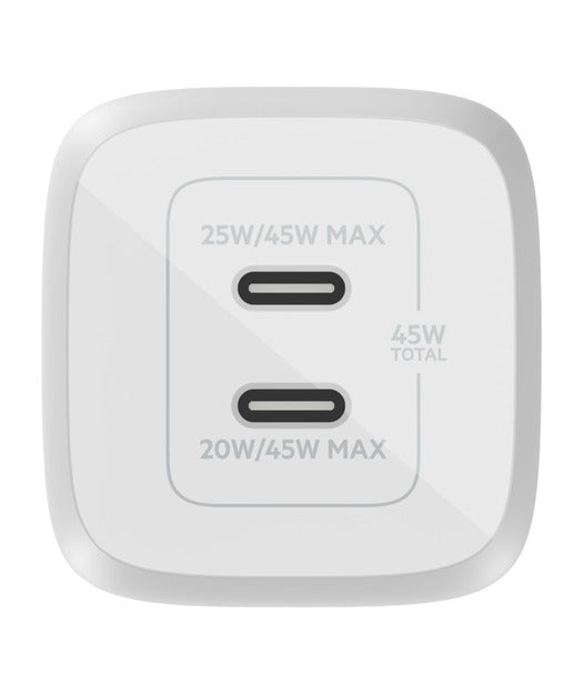 Belkin Dual Usb-C 45W Şarj Cihazı Beyaz WCH011VFWH