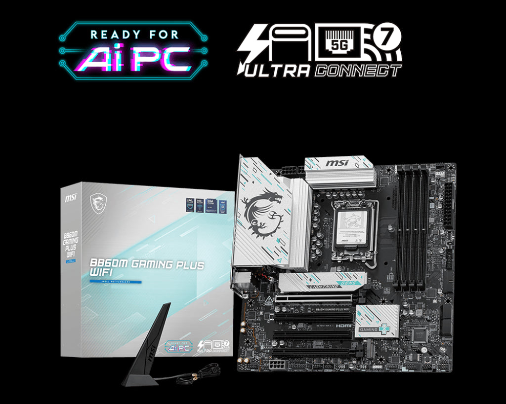 MSI B860M GAMING PLUS WIFI SOKET 1851 DDR5 8600MHZ(OC) 3xM.2 1x TB4 HDMI DISPLAY 5G LAN WIFI 7 mATX