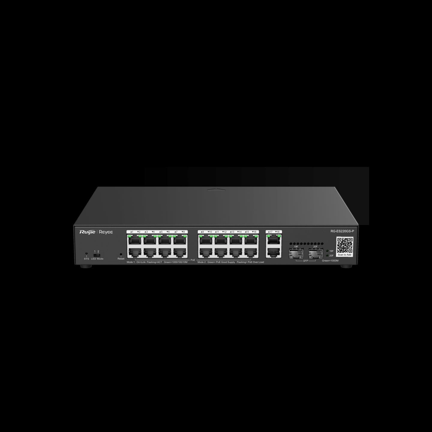 RUİJİE-REYEE RG-ES220GS-P 16XGE-2XGE/SFP-2XGE UPLİNK 250W POE SWİTCH